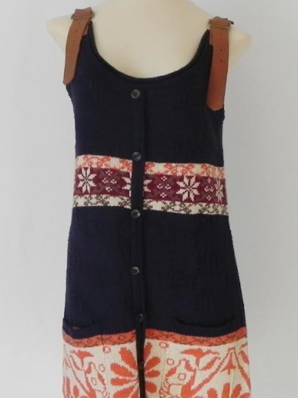 Double Zero Sweater Dress Sleeveless Multi-Color Acrylic Size M
